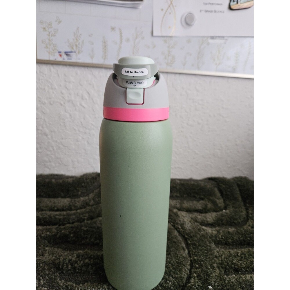 Owala FreeSip Insulated Stainless Steel Water Bottle 40 oz Green Pink Gray